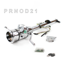 Keyed Tilt Column Chrome - Column Shift O/D 2.5" Drop 9 Hole Push Button GN w/ RFID - Part Number: HEXCC1KCO0259PGN1