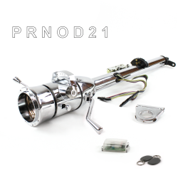 Keyed Tilt Column Chrome - Column Shift O/D 2.5" Drop 9 Hole Push Button WH w/ RFID - Part Number: HEXCC1KCO0259PWH1