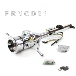 Keyed Tilt Column Chrome - Column Shift O/D 2.5" Drop 9 Hole Push Button YL w/ RFID - Part Number: HEXCC1KCO0259PYL1