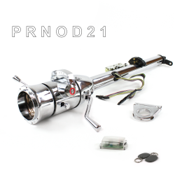 Keyed Tilt Column Chrome - Column Shift O/D 2.5" Drop 9 Hole Push Button RD w/ RFID - Part Number: HEXCC1KCO0259PRD1