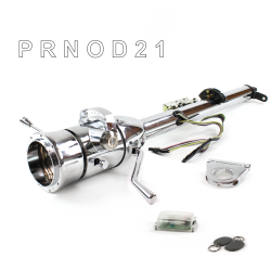 Keyed Tilt Column Chrome - Column Shift O/D 2.5" Drop 9 Hole Push Button w/ RFID - Part Number: HEXCC1KCO0259PXX1