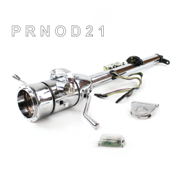 Keyed Tilt Column Chrome - Column Shift O/D 2.5" Drop 9 Hole Push Button  - Part Number: HEXCC1KCO0259PXX0