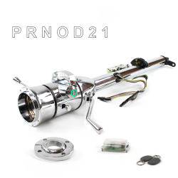 Keyed Tilt Column Chrome - Column Shift O/D FLR MNT 9 Hole Push Button GN w/ RFID - Part Number: HEXCC1KCO1X9PGN1