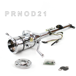 Keyed Tilt Column Chrome - Column Shift O/D FLR MNT 9 Hole Push Button YL w/ RFID - Part Number: HEXCC1KCO1X9PYL1