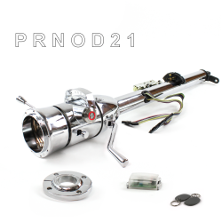 Keyed Tilt Column Chrome - Column Shift O/D FLR MNT 9 Hole Push Button RD w/ RFID - Part Number: HEXCC1KCO1X9PRD1