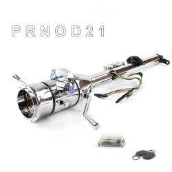 Keyed Tilt Column Chrome - Column Shift O/D 9 Hole Push Button BL w/ RFID - Part Number: HEXCC1KCO0X9PBL1