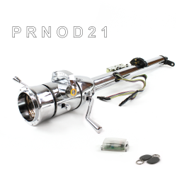 Keyed Tilt Column Chrome - Column Shift O/D 9 Hole Push Button OR w/ RFID - Part Number: HEXCC1KCO0X9POR1