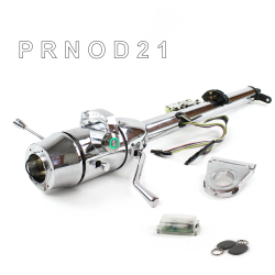 Keyed Tilt Column Chrome - Column Shift O/D 3.5" Drop 6 Hole Push Button GN w/ RFID - Part Number: HEXCC1KCO0356PGN1