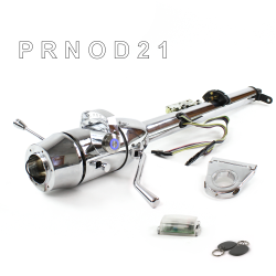 Keyed Tilt Column Chrome - Column Shift O/D 3.5" Drop 6 Hole Push Button BL w/ RFID - Part Number: HEXCC1KCO0356PBL1