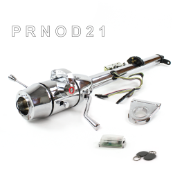 Keyed Tilt Column Chrome - Column Shift O/D 3.5" Drop 6 Hole Push Button RD w/ RFID - Part Number: HEXCC1KCO0356PRD1