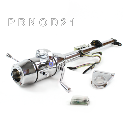 Keyed Tilt Column Chrome - Column Shift O/D 3.5" Drop 6 Hole Push Button BL  - Part Number: HEXCC1KCO0356PBL0