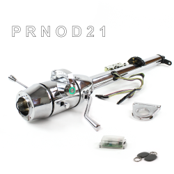 Keyed Tilt Column Chrome - Column Shift O/D 2.5" Drop 6 Hole Push Button GN w/ RFID - Part Number: HEXCC1KCO0256PGN1