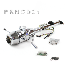 Keyed Tilt Column Chrome - Column Shift O/D 2.5" Drop 6 Hole Push Button BL w/ RFID - Part Number: HEXCC1KCO0256PBL1