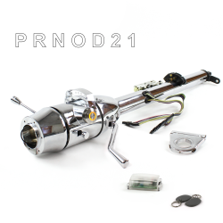 Keyed Tilt Column Chrome - Column Shift O/D 2.5" Drop 6 Hole Push Button OR w/ RFID - Part Number: HEXCC1KCO0256POR1