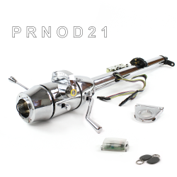 Keyed Tilt Column Chrome - Column Shift O/D 2.5" Drop 6 Hole Push Button YL w/ RFID - Part Number: HEXCC1KCO0256PYL1