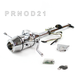 Keyed Tilt Column Chrome - Column Shift O/D 2.5" Drop 6 Hole Push Button w/ RFID - Part Number: HEXCC1KCO0256PXX1