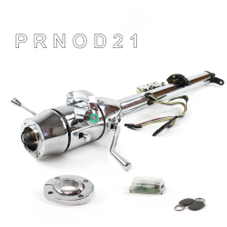 Keyed Tilt Column Chrome - Column Shift O/D FLR MNT 6 Hole Push Button GN w/ RFID - Part Number: HEXCC1KCO1X6PGN1