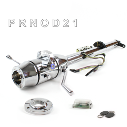 Keyed Tilt Column Chrome - Column Shift O/D FLR MNT 6 Hole Push Button BL w/ RFID - Part Number: HEXCC1KCO1X6PBL1