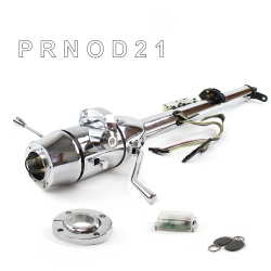 Keyed Tilt Column Chrome - Column Shift O/D FLR MNT 6 Hole Push Button WH w/ RFID - Part Number: HEXCC1KCO1X6PWH1