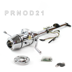 Keyed Tilt Column Chrome - Column Shift O/D FLR MNT 6 Hole Push Button YL w/ RFID - Part Number: HEXCC1KCO1X6PYL1