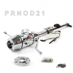 Keyed Tilt Column Chrome - Column Shift O/D FLR MNT 6 Hole Push Button RD w/ RFID - Part Number: HEXCC1KCO1X6PRD1