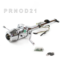 Keyed Tilt Column Chrome - Column Shift O/D 6 Hole Push Button GN w/ RFID - Part Number: HEXCC1KCO0X6PGN1