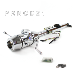 Keyed Tilt Column Chrome - Column Shift O/D 6 Hole Push Button BL w/ RFID - Part Number: HEXCC1KCO0X6PBL1