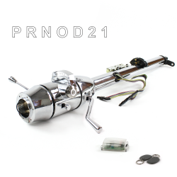 Keyed Tilt Column Chrome - Column Shift O/D 6 Hole Push Button WH w/ RFID - Part Number: HEXCC1KCO0X6PWH1