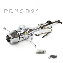 Keyed Tilt Column Chrome - Column Shift O/D 6 Hole Push Button YL w/ RFID - Part Number: HEXCC1KCO0X6PYL1