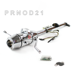 Keyed Tilt Column Chrome - Column Shift O/D 6 Hole Push Button RD w/ RFID - Part Number: HEXCC1KCO0X6PRD1