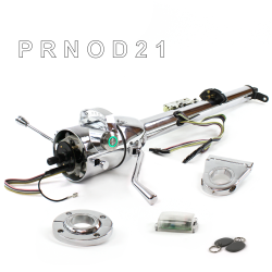 Keyed Tilt Column Chrome - Column Shift O/D FLR MNT 3.5" Drop Push Button GN w/ RFID - Part Number: HEXCC1KCO135XPGN1