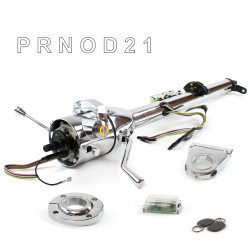 Keyed Tilt Column Chrome - Column Shift O/D FLR MNT 3.5" Drop Push Button OR w/ RFID - Part Number: HEXCC1KCO135XPOR1