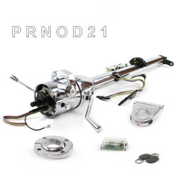 Keyed Tilt Column Chrome - Column Shift O/D FLR MNT 3.5" Drop Push Button WH w/ RFID - Part Number: HEXCC1KCO135XPWH1