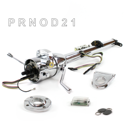 Keyed Tilt Column Chrome - Column Shift O/D FLR MNT 3.5" Drop Push Button YL w/ RFID - Part Number: HEXCC1KCO135XPYL1