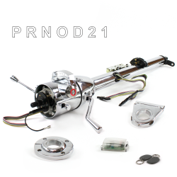 Keyed Tilt Column Chrome - Column Shift O/D FLR MNT 3.5" Drop Push Button RD w/ RFID - Part Number: HEXCC1KCO135XPRD1