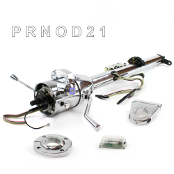 Keyed Tilt Column Chrome - Column Shift O/D FLR MNT 3.5" Drop Push Button BL  - Part Number: HEXCC1KCO135XPBL0