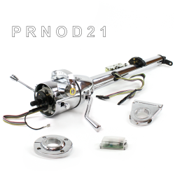 Keyed Tilt Column Chrome - Column Shift O/D FLR MNT 3.5" Drop Push Button YL  - Part Number: HEXCC1KCO135XPYL0