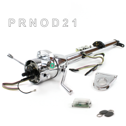 Keyed Tilt Column Chrome - Column Shift O/D 3.5" Drop Push Button GN w/ RFID - Part Number: HEXCC1KCO035XPGN1