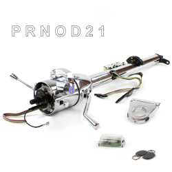 Keyed Tilt Column Chrome - Column Shift O/D 3.5" Drop Push Button BL w/ RFID - Part Number: HEXCC1KCO035XPBL1