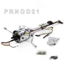 Keyed Tilt Column Chrome - Column Shift O/D 3.5" Drop Push Button OR w/ RFID - Part Number: HEXCC1KCO035XPOR1