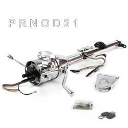 Keyed Tilt Column Chrome - Column Shift O/D 3.5" Drop Push Button WH w/ RFID - Part Number: HEXCC1KCO035XPWH1