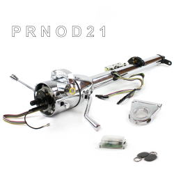 Keyed Tilt Column Chrome - Column Shift O/D 3.5" Drop Push Button YL w/ RFID - Part Number: HEXCC1KCO035XPYL1