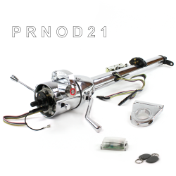 Keyed Tilt Column Chrome - Column Shift O/D 3.5" Drop Push Button RD w/ RFID - Part Number: HEXCC1KCO035XPRD1