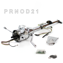 Keyed Tilt Column Chrome - Column Shift O/D 3.5" Drop Push Button w/ RFID - Part Number: HEXCC1KCO035XPXX1