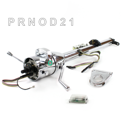 Keyed Tilt Column Chrome - Column Shift O/D 3.5" Drop Push Button GN  - Part Number: HEXCC1KCO035XPGN0