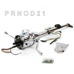 Keyed Tilt Column Chrome - Column Shift O/D 3.5" Drop Push Button WH  - Part Number: HEXCC1KCO035XPWH0