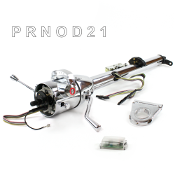 Keyed Tilt Column Chrome - Column Shift O/D 3.5" Drop Push Button RD  - Part Number: HEXCC1KCO035XPRD0