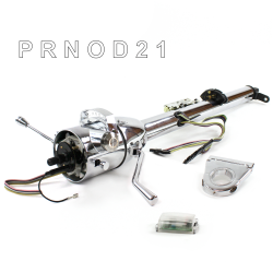 Keyed Tilt Column Chrome - Column Shift O/D 3.5" Drop Push Button  - Part Number: HEXCC1KCO035XPXX0