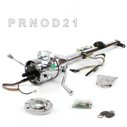 Keyed Tilt Column Chrome - Column Shift O/D FLR MNT 2.5" Drop Push Button GN w/ RFID - Part Number: HEXCC1KCO125XPGN1