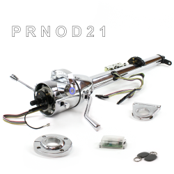 Keyed Tilt Column Chrome - Column Shift O/D FLR MNT 2.5" Drop Push Button BL w/ RFID - Part Number: HEXCC1KCO125XPBL1